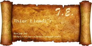 Thier Elemér névjegykártya
